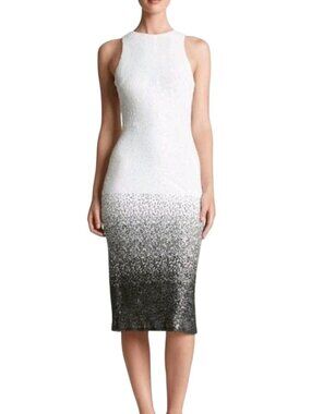 Joseph Ribkoff Stunning White To Black Ombre Sequined Midi/Maxi Dress Size 8